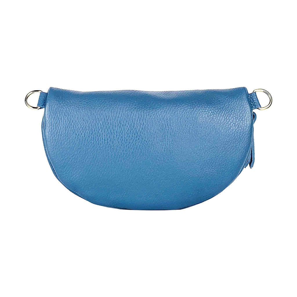 Renato Borzatta | Crossbodytas Klein | Italiaans Leer | Marineblauw | Afneembare Kettingband.