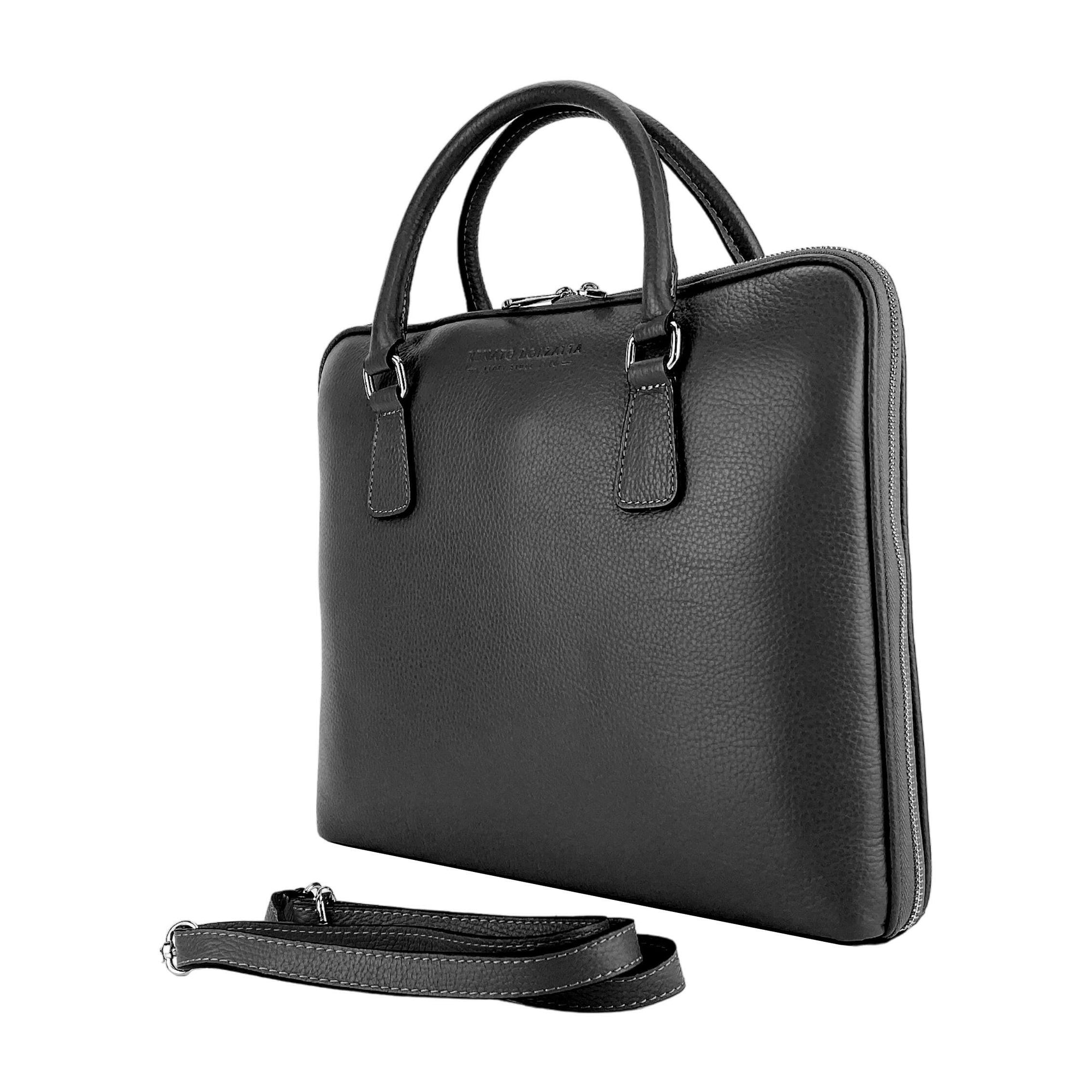 Renato Borzatta | Business Tas | Italiaans Leer | Onyx Zwart | Afneembare Band.