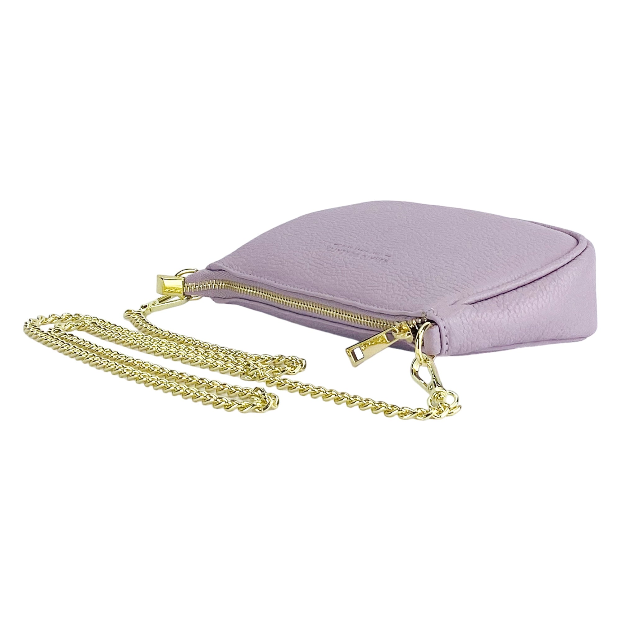 Renato Borzatta | Crossbodytas Dames | Italiaans Leer | Lavendel | Afneembare Metalen Ketting.
