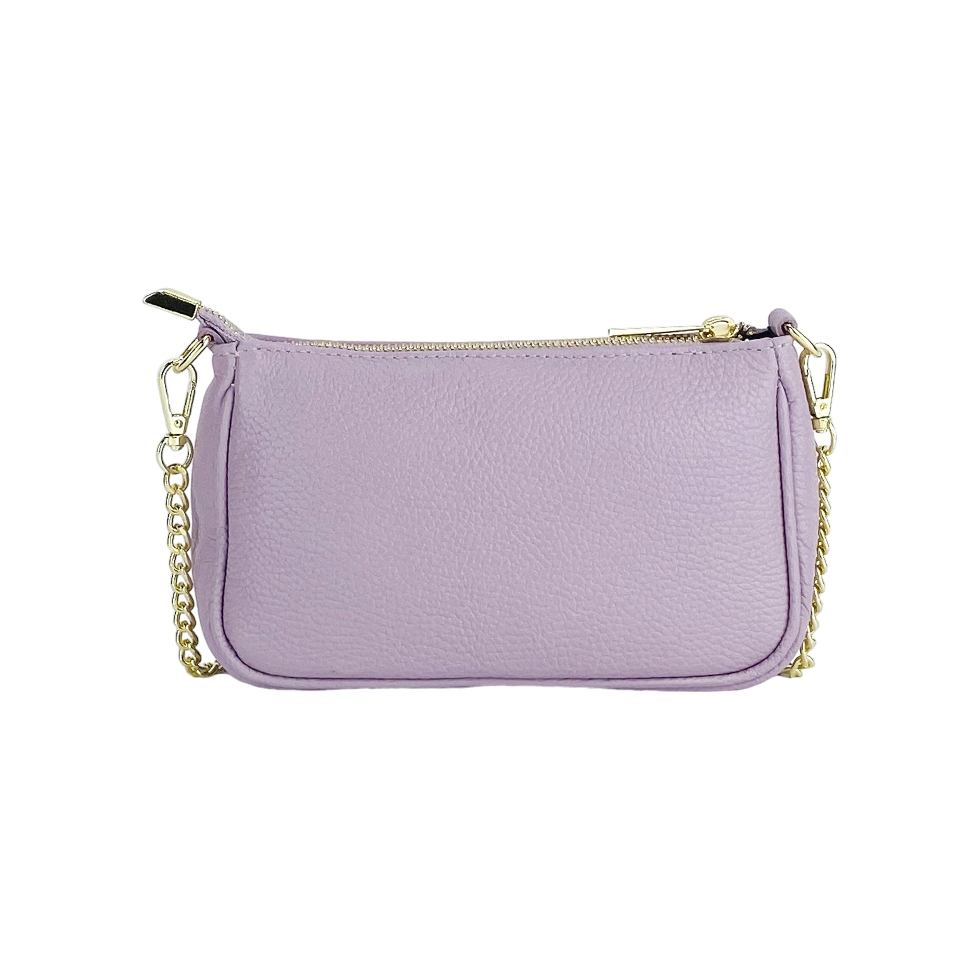 Renato Borzatta | Crossbodytas Dames | Italiaans Leer | Lavendel | Afneembare Metalen Ketting.