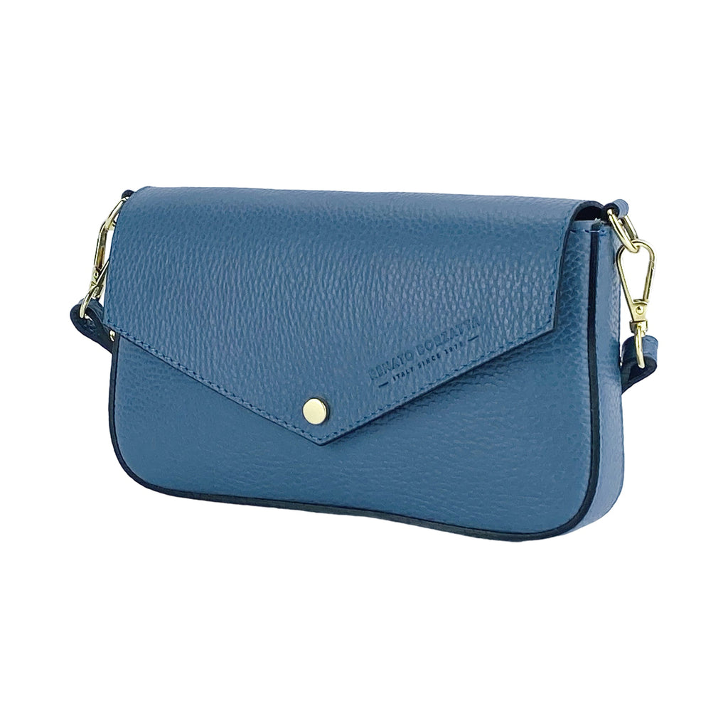Renato Borzatta | Crossbodytas Klein | Italiaans Leer | Marineblauw | Afneembare Kettingband.