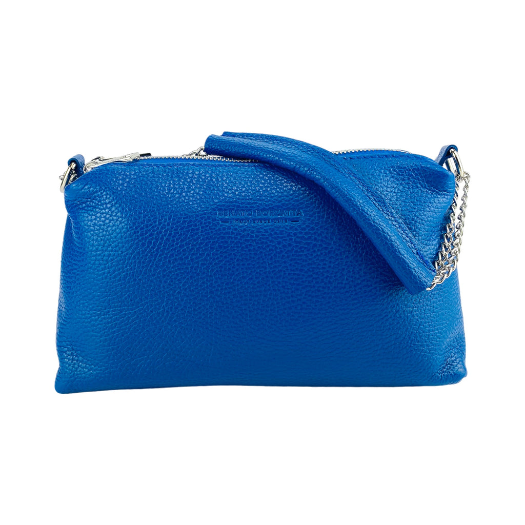Renato Borzatta | Crossbodytas | Italiaans Leer | Royal Blue | Dubbele Ritssluiting.