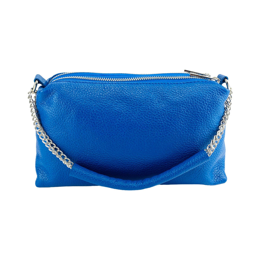Renato Borzatta | Crossbodytas | Italiaans Leer | Royal Blue | Dubbele Ritssluiting.