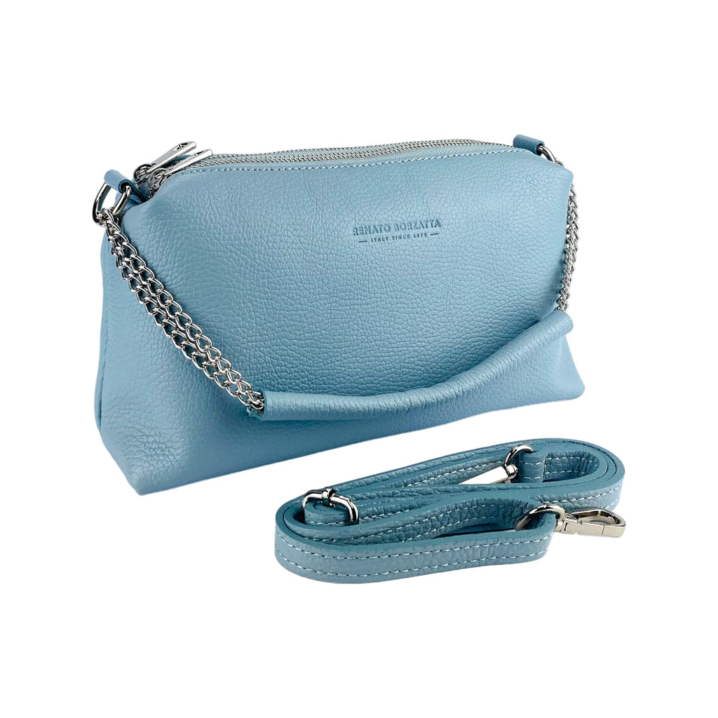 Renato Borzatta | Crossbodytas Dames | Italiaans Leer | Pastelblauw | Verstelbare Schouderbandstelbare Schouderband.