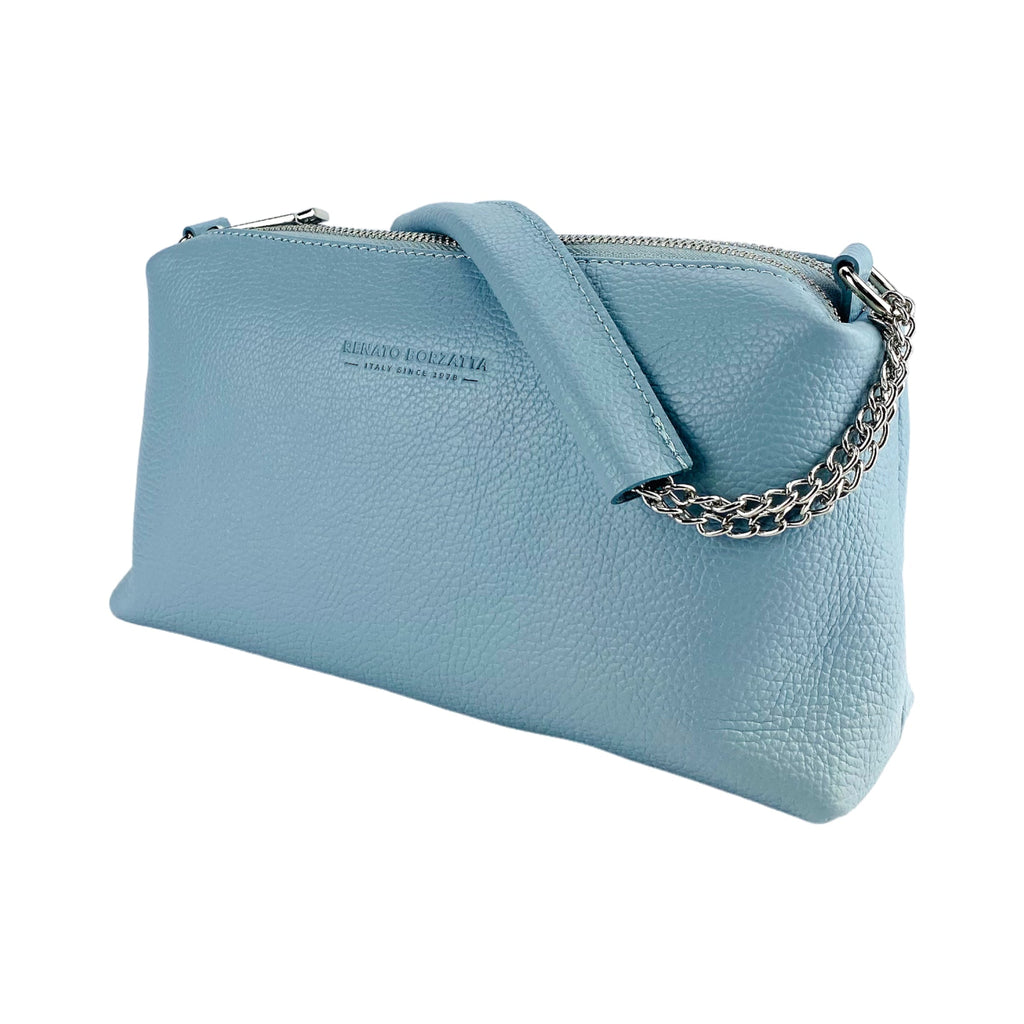 Renato Borzatta | Crossbodytas Dames | Italiaans Leer | Pastelblauw | Verstelbare Schouderbandstelbare Schouderband.