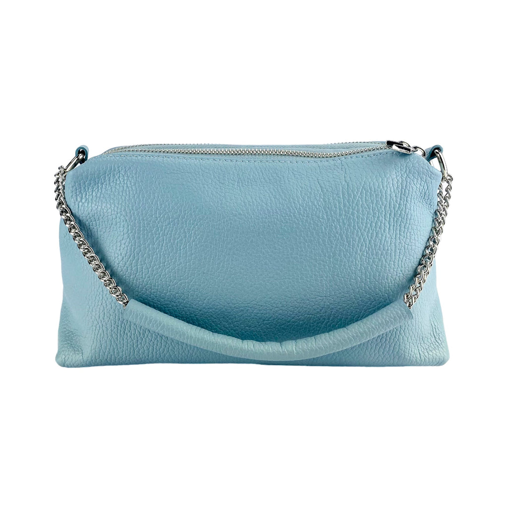 Renato Borzatta | Crossbodytas Dames | Italiaans Leer | Pastelblauw | Verstelbare Schouderbandstelbare Schouderband.